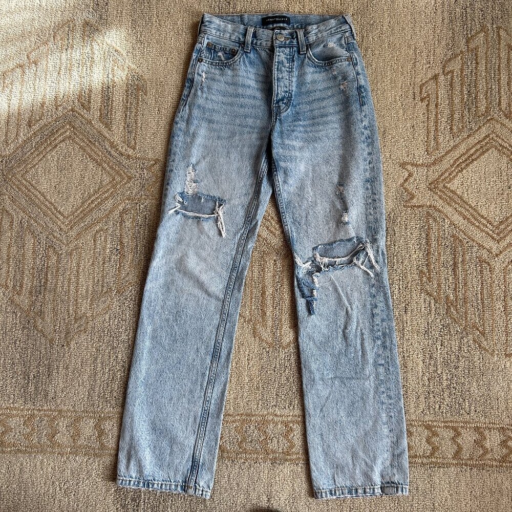 90s‎ Baggy grunge thrashed light wash denim relaxed straight leg jean 00
